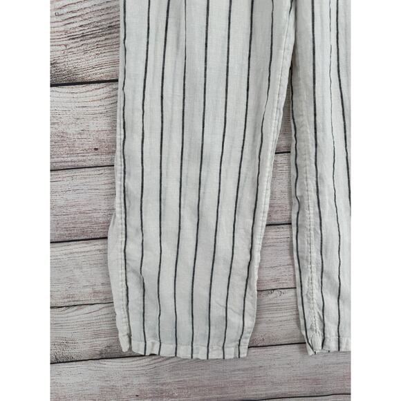 Joie 100% Linen Striped Wide Leg Pants Womens 4 White Black 4 Pocket - Picture 5 of 9